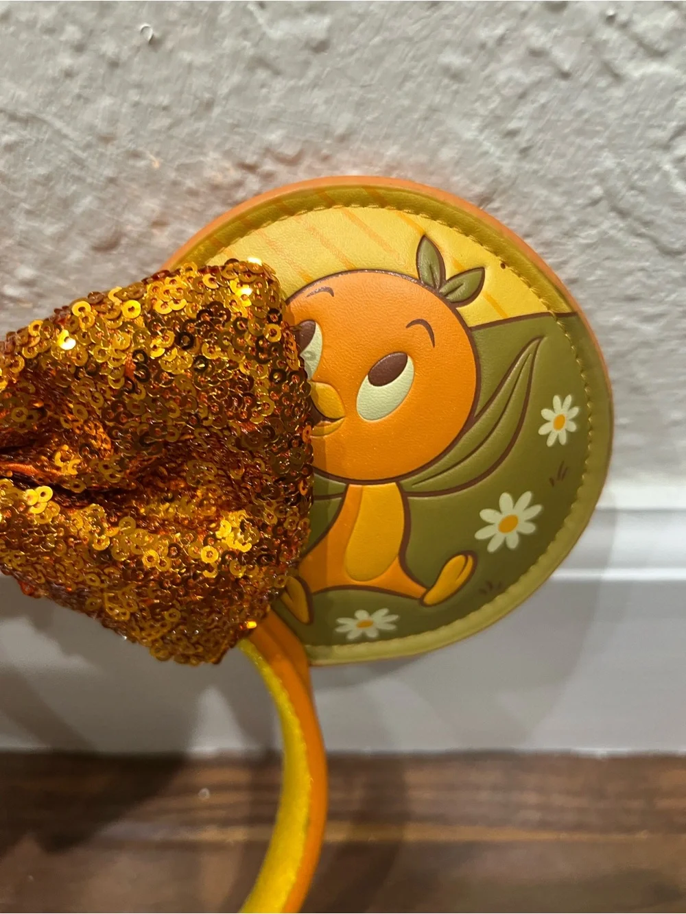 Epcot Orange Bird Flowers And Garden Sequin Bow Minnie Ears